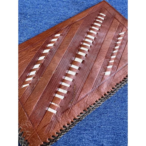 Vintage Leather Check Wallet - Picture 4 of 5